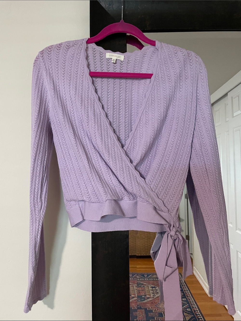 Ultra Flirt Lavender Knit Wrap Top